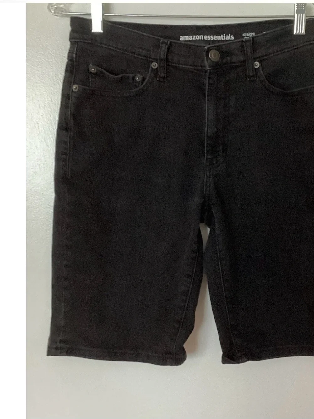 Amazon Essentials Men's Black Straight Denim Shorts